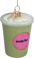 Vondels glazen kerstbal matcha latte thee 8cm groen - afbeelding 4