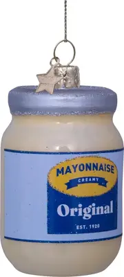 Vondels glazen kerstbal mayonaise 8.5cm wit - afbeelding 1
