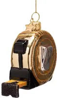 Vondels glazen kerstbal meetlint 6.5cm zwart, goud - afbeelding 2