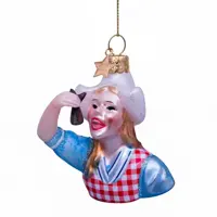 Vondels glazen kerstbal meisje haring happen 6cm multi - afbeelding 1