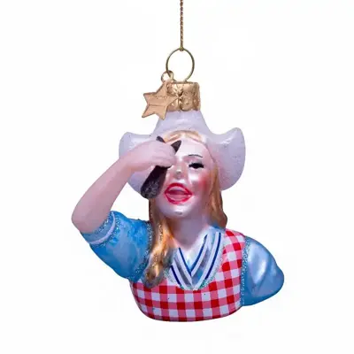 Vondels glazen kerstbal meisje haring happen 6cm multi - afbeelding 3
