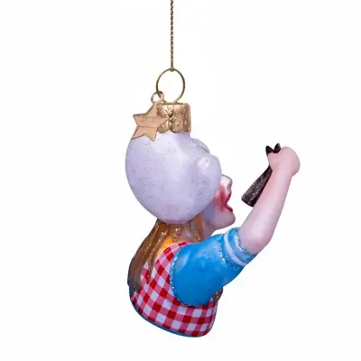 Vondels glazen kerstbal meisje haring happen 6cm multi - afbeelding 4