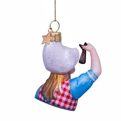 Vondels glazen kerstbal meisje haring happen 6cm multi - afbeelding 5