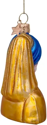Vondels glazen kerstbal meisje met de parel 'vermeer' 8cm multi - afbeelding 4