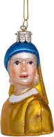 Vondels glazen kerstbal meisje met de parel 'vermeer' 8cm multi - afbeelding 1