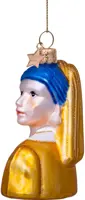 Vondels glazen kerstbal meisje met de parel 'vermeer' 8cm multi - afbeelding 6