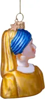 Vondels glazen kerstbal meisje met de parel 'vermeer' 8cm multi - afbeelding 3