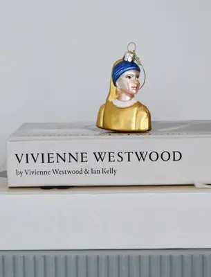 Vondels glazen kerstbal meisje met de parel 'vermeer' 8cm multi - afbeelding 7