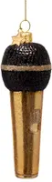 Vondels glazen kerstbal microfoon 12cm zwart, goud - afbeelding 1
