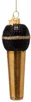 Vondels glazen kerstbal microfoon 12cm zwart, goud - afbeelding 2