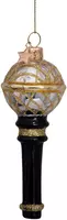 Vondels glazen kerstbal microfoon 13.5cm zwart, goud  - afbeelding 1