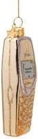 Vondels glazen kerstbal mobiele telefoon 10cm goud - afbeelding 2