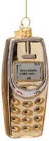 Vondels glazen kerstbal mobiele telefoon 10cm goud - afbeelding 1