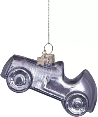 Vondels glazen kerstbal Monopoly auto 10cm zilver - afbeelding 3