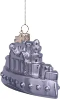 Vondels glazen kerstbal Monopoly boot 10.5cm zilver - afbeelding 2