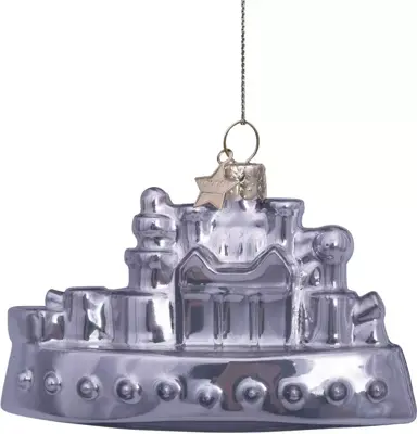 Vondels glazen kerstbal Monopoly boot 10.5cm zilver - afbeelding 4