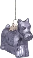 Vondels glazen kerstbal Monopoly hond 9.5cm zilver - afbeelding 4
