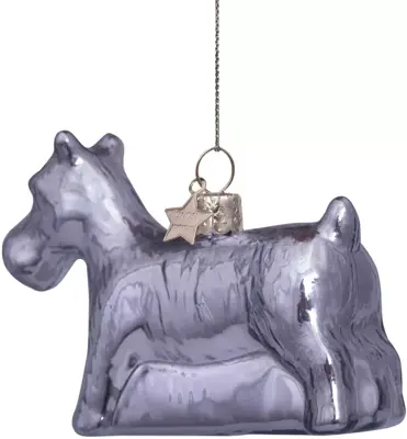Vondels glazen kerstbal Monopoly hond 9.5cm zilver - afbeelding 3