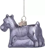 Vondels glazen kerstbal Monopoly hond 9.5cm zilver - afbeelding 3