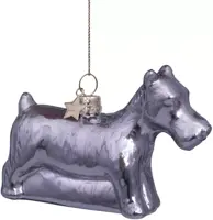 Vondels glazen kerstbal Monopoly hond 9.5cm zilver - afbeelding 1
