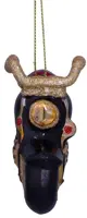 Vondels glazen kerstbal motor 12cm zwart, goud - afbeelding 2