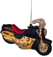 Vondels glazen kerstbal motor 12cm zwart, goud - afbeelding 1
