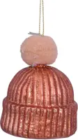 Vondels glazen kerstbal muts 7.5cm bruin - afbeelding 1
