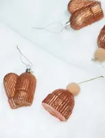 Vondels glazen kerstbal muts 7.5cm bruin - afbeelding 4