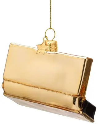 Vondels glazen kerstbal nepwimpers 7cm zwart, goud - afbeelding 3
