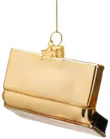Vondels glazen kerstbal nepwimpers 7cm zwart, goud - afbeelding 3