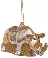 Vondels glazen kerstbal neushoorn 10.5cm goud - afbeelding 3