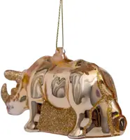 Vondels glazen kerstbal neushoorn 10.5cm goud - afbeelding 4