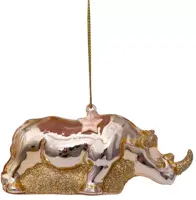 Vondels glazen kerstbal neushoorn 10.5cm goud - afbeelding 1