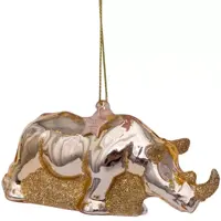 Vondels glazen kerstbal neushoorn 10.5cm goud - afbeelding 2