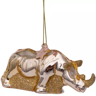 Vondels glazen kerstbal neushoorn 4.5cm goud  - afbeelding 2