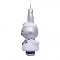 Vondels glazen kerstbal Nijntje dokter 11cm wit, blauw - afbeelding 2