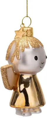 Vondels glazen kerstbal Nijntje engel 11cm goud - afbeelding 2