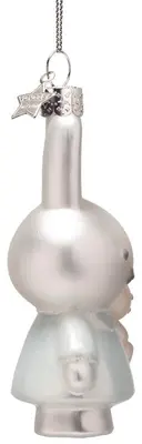 Vondels glazen kerstbal Nijntje met blauwe jurk en beer  11cm wit - afbeelding 5