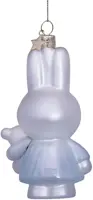 Vondels glazen kerstbal Nijntje met blauwe jurk en beer  11cm wit - afbeelding 3