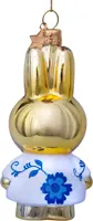 Vondels glazen kerstbal Nijntje met delfts blauwe jurk 11cm goud - afbeelding 2