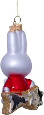Vondels glazen kerstbal Nijntje met rode jurk op ster 10.5cm wit - afbeelding 4