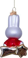 Vondels glazen kerstbal Nijntje met rode jurk op ster 10.5cm wit - afbeelding 5