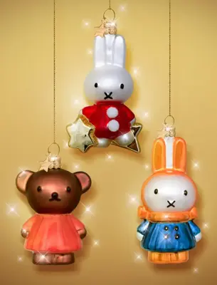 Vondels glazen kerstbal Nijntje met rode jurk op ster 10.5cm wit - afbeelding 6