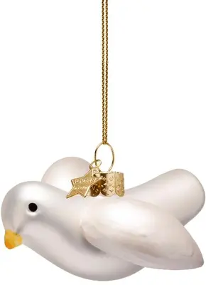 Vondels glazen kerstbal Nijntje vredesduif 11cm wit - afbeelding 1