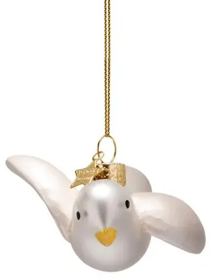 Vondels glazen kerstbal Nijntje vredesduif 11cm wit - afbeelding 2