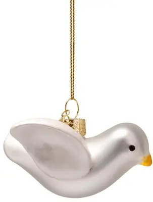 Vondels glazen kerstbal Nijntje vredesduif 11cm wit - afbeelding 3