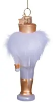 Vondels glazen kerstbal notenkraker 16cm goud, wit - afbeelding 2