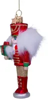 Vondels glazen kerstbal notenkraker 16cm groen, rood - afbeelding 2