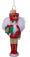Vondels glazen kerstbal notenkraker 16cm groen, rood - afbeelding 1