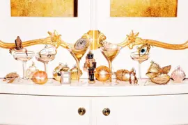 Vondels glazen kerstbal oester met parel 10cm goud, wit - afbeelding 3